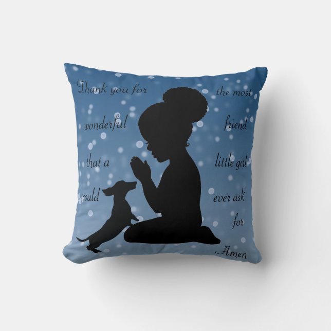 African American Girl Praying with Dachshund Kudde (Framsida)