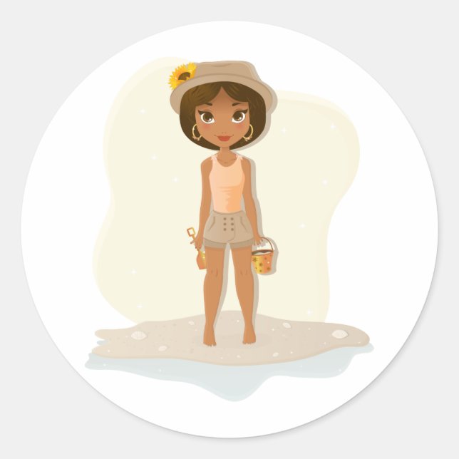 African American Girl Runt Klistermärke (Framsida)