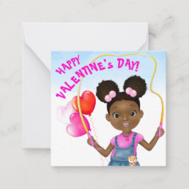 African American Girl Skipping Classroom Valentine Anteckningskort