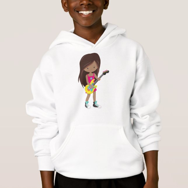 African American Girl, Sten Girl, Guitar Player T Shirt (Framsida)