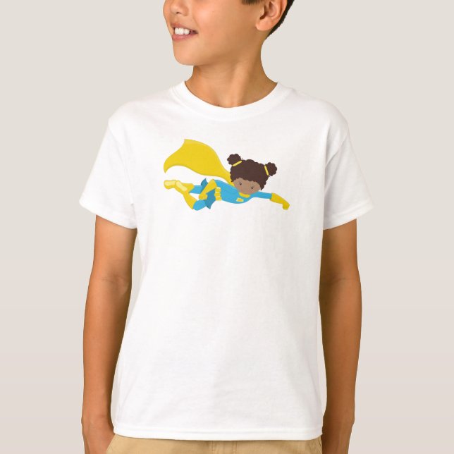 African American Girl, Superassistance Girl, Gult  T Shirt (Framsida)