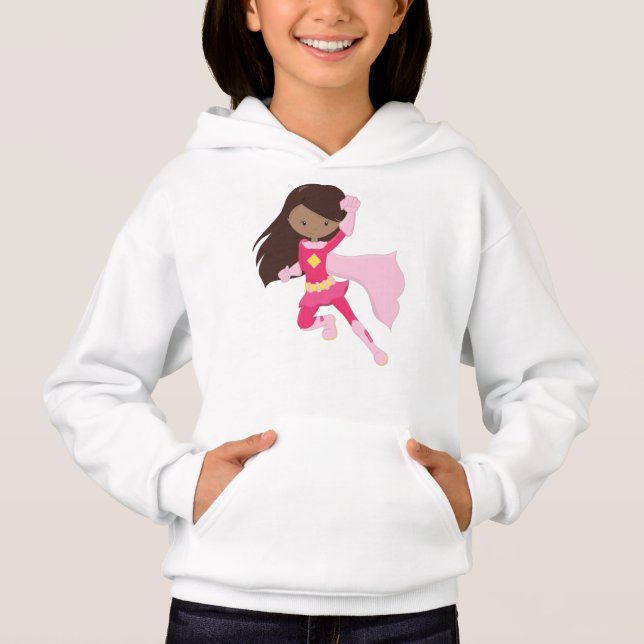 African American Girl, Superassistance Girl, Rosa  T Shirt (Framsida)