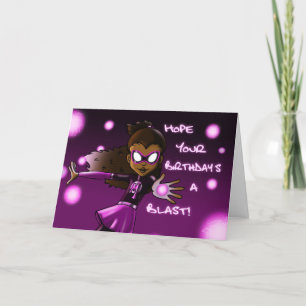 African American Girl Superhjälte Birthday Kort