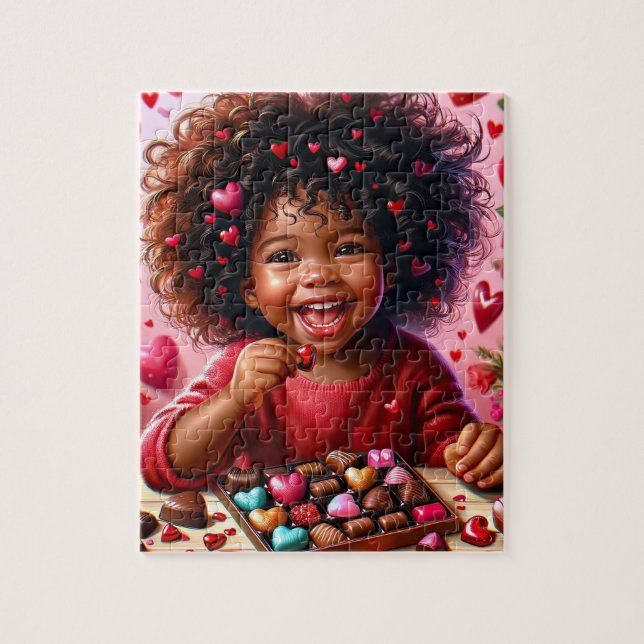 African American Girl Valentine Puzzle Pussel (Vertikal)