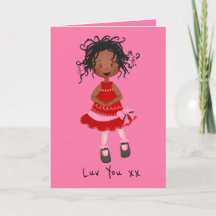 African American Girl Valentiness Card