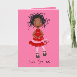 African American Girl Valentiness Card Helgkort