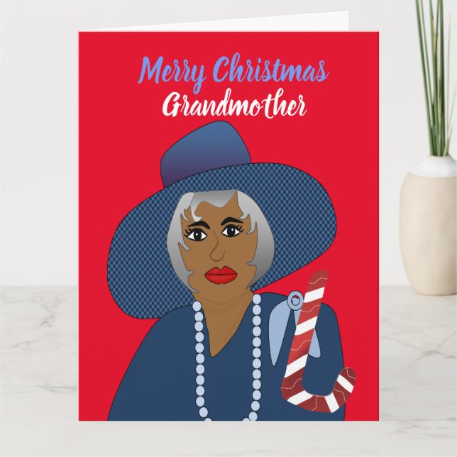 African American Grandmor God jul Card Kort (Framsida)