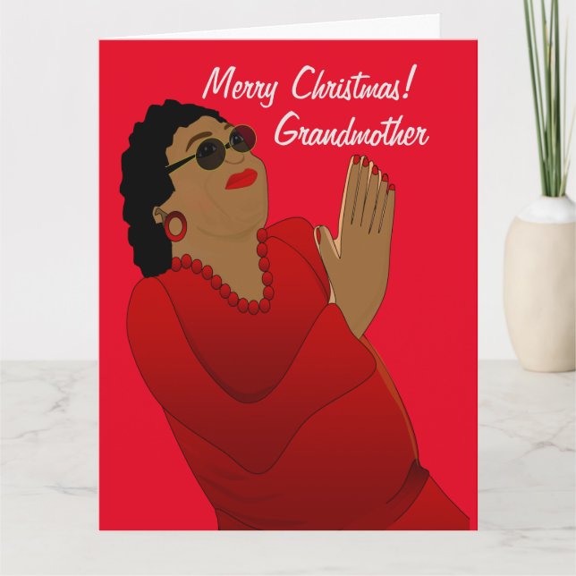 African American Grandmor God jul Kort (Framsida)