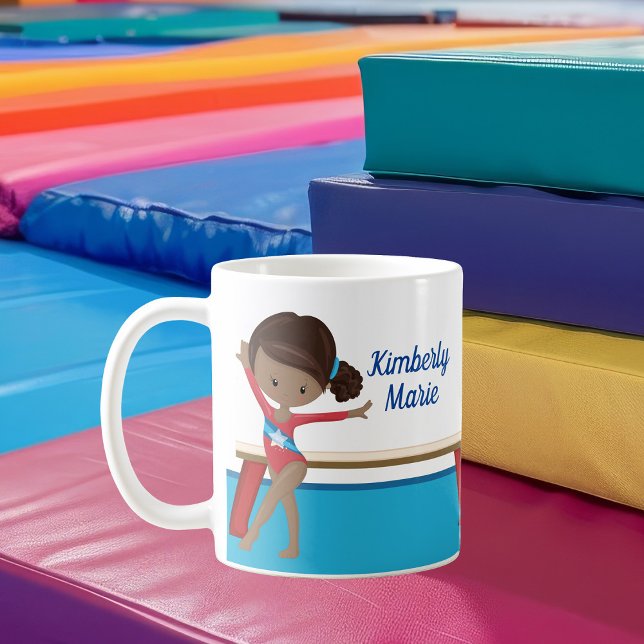 African American Gymnast Girl Cute Gymnastics Kaffemugg (Skapare uppladdad)