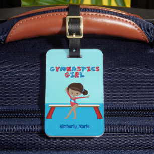 African American Gymnastics Girl Cute Anpassningsb Bagagebricka