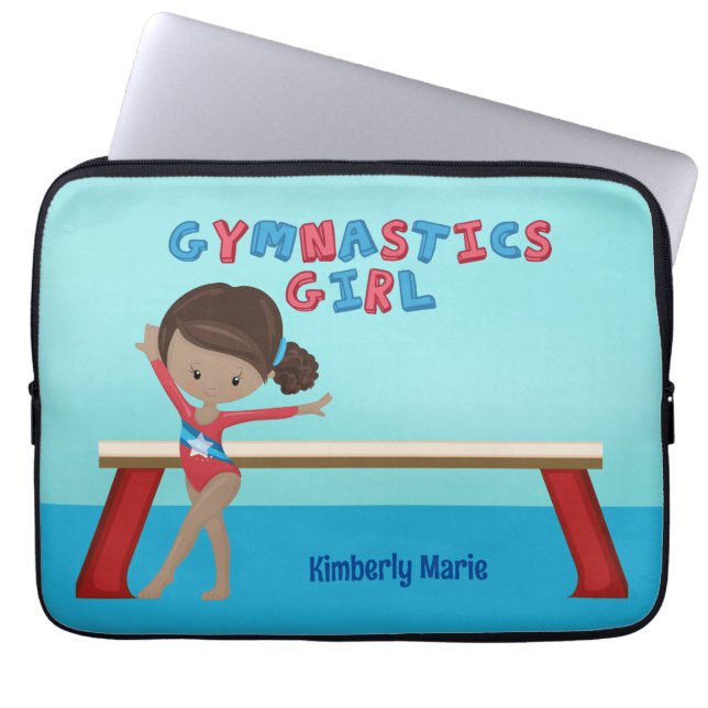 African American Gymnastics Girl Cute Anpassningsb Laptop Fodral (Framsidan)