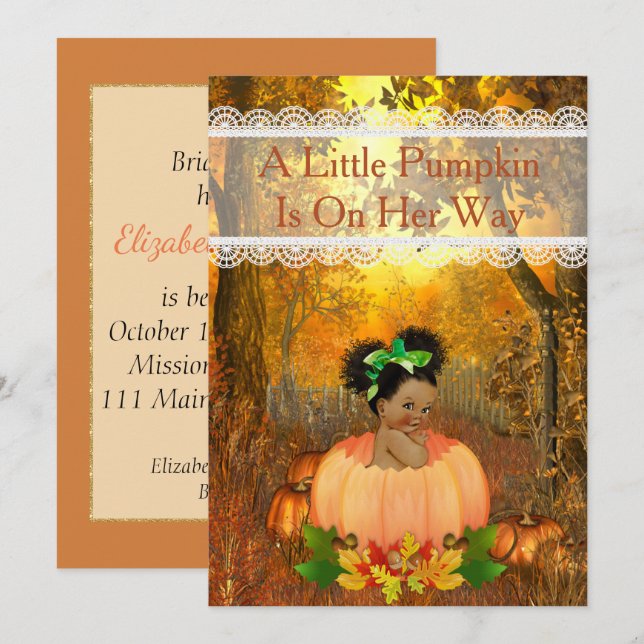 African American Halloween Baby Shower Inbjudningar (Fram/baksida)