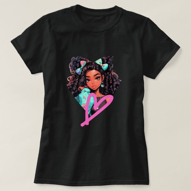 African American Heart Doll T Shirt (Design framsida)