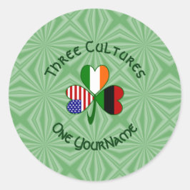 African American Irish Shamrock Flagga Personlig Runt Klistermärke