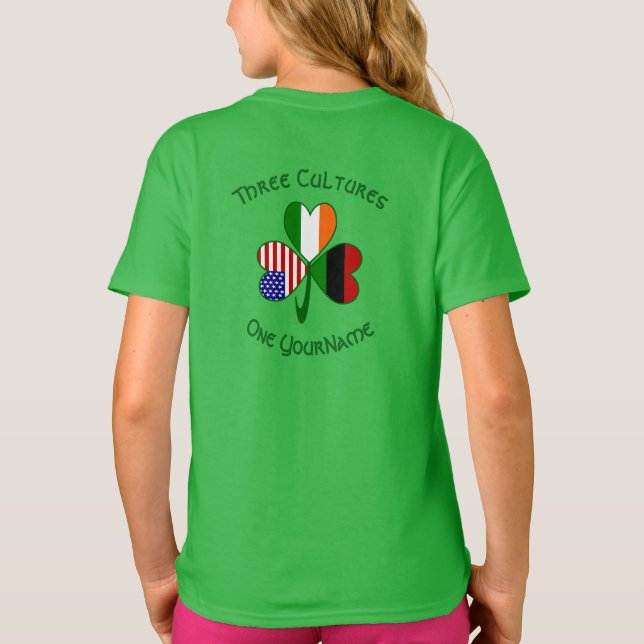 African American Irish Shamrock Flagga Personlig T Shirt (Baksida)