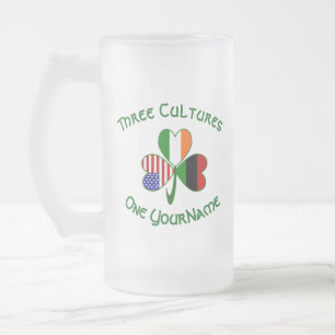 African American Irish USA flagga Shamrock Persona Frostat Ölglas