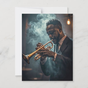 African American Jazz Musician Trumpet 1940-talet Vykort