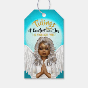 African American jul Angel Helgdag Presentetikett