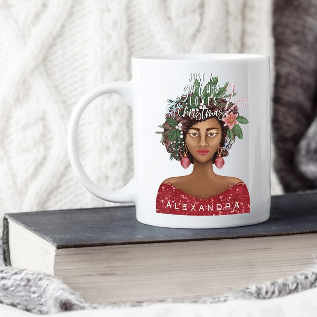 African American Just A Girl Kärlek jul Kaffemugg (Skapare uppladdad)