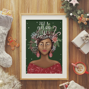 African American Just A Girl Kärlek jul Poster