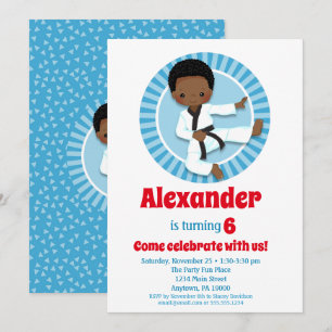 African American Karate Judo Boys Birthday Inbjudningar