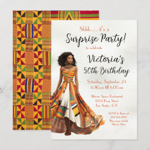 African American Kente Födelsedagsfest Inbjudningar