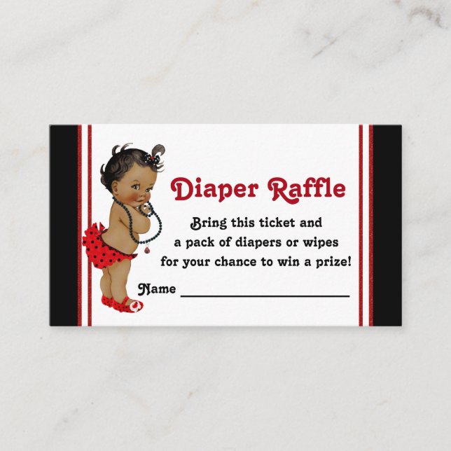 African American Ladybug Diaper Raffle Biljett Tilläggskort (Framsida)