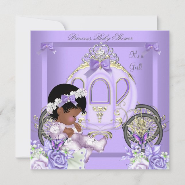 African American Lavender Baby Shower Girl 5 Inbjudningar (Framsida)