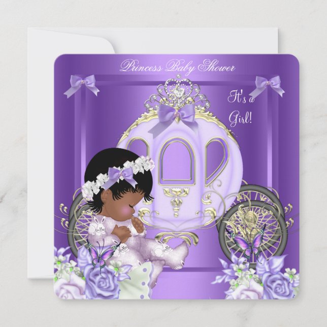 African American Lavender Baby Shower Girl 5A Inbjudningar (Framsida)