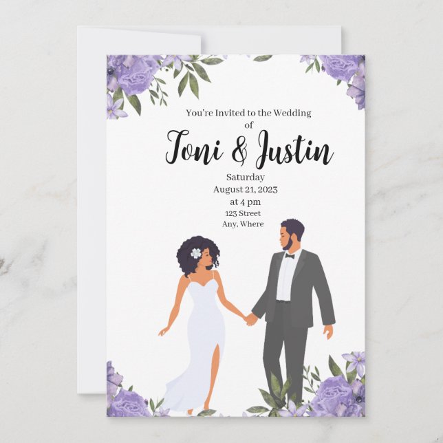 African American Lavender Garden Wedding Inbjudningar (Framsida)
