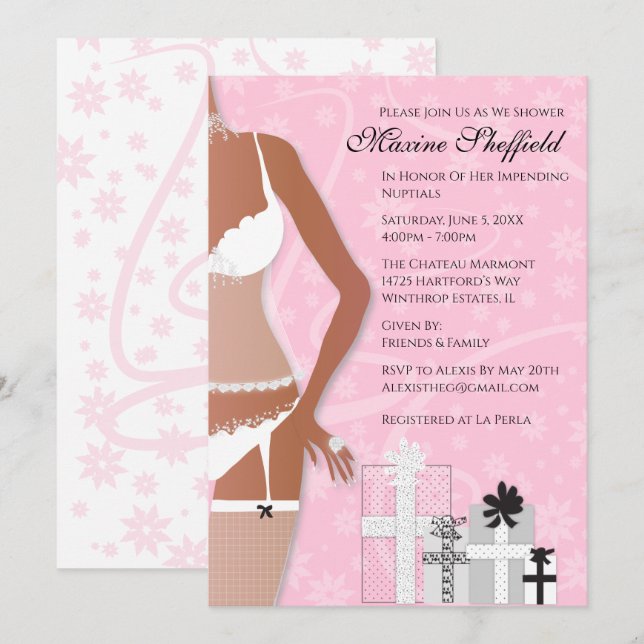 African American Lingerie Möhippa Inbjudningar (Fram/baksida)