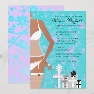 African American Lingerie Möhippa Teal Inbjudningar