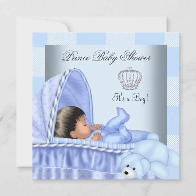 African American Little Prince Baby Shower Boy 2 Inbjudningar (Framsida)