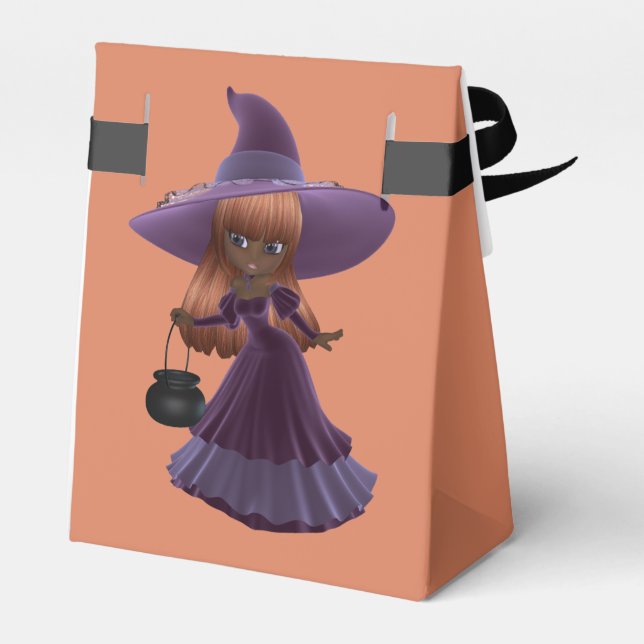 African American Little Witch Halloween Treat Presentaskar (Baksidan Sidan)