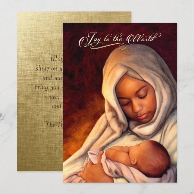 African American Madonna Flat Christmas Cards Julkort (Fram/baksida)
