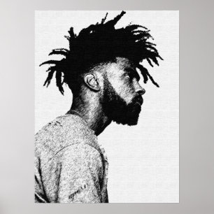 African American Male Pen Art Teckning Poster