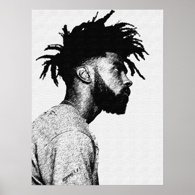 African American Male Pen Art Teckning Poster (Framsidan)