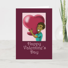 African American Man and Heart Valentine Day Helgkort