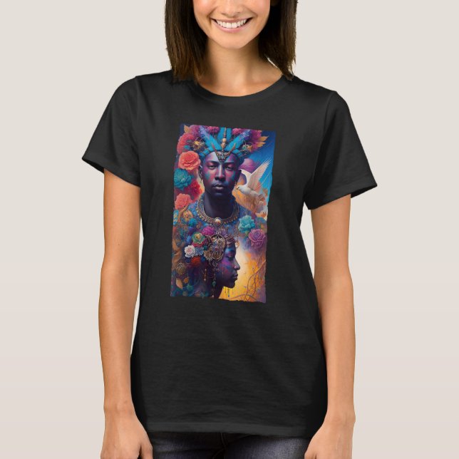 African American Man and Woman Mystical Fantasy AI T Shirt (Framsida)