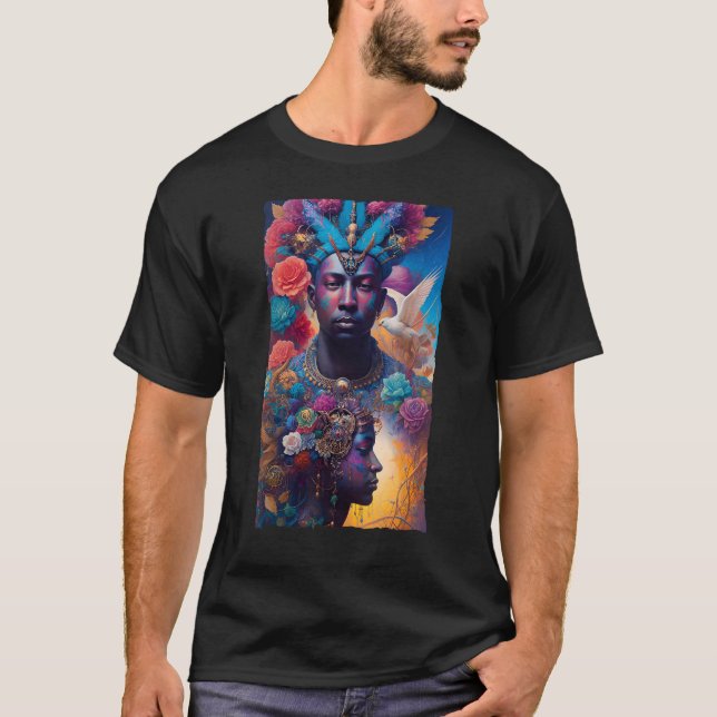 African American Man and Woman Mystical Fantasy AI T Shirt (Framsida)
