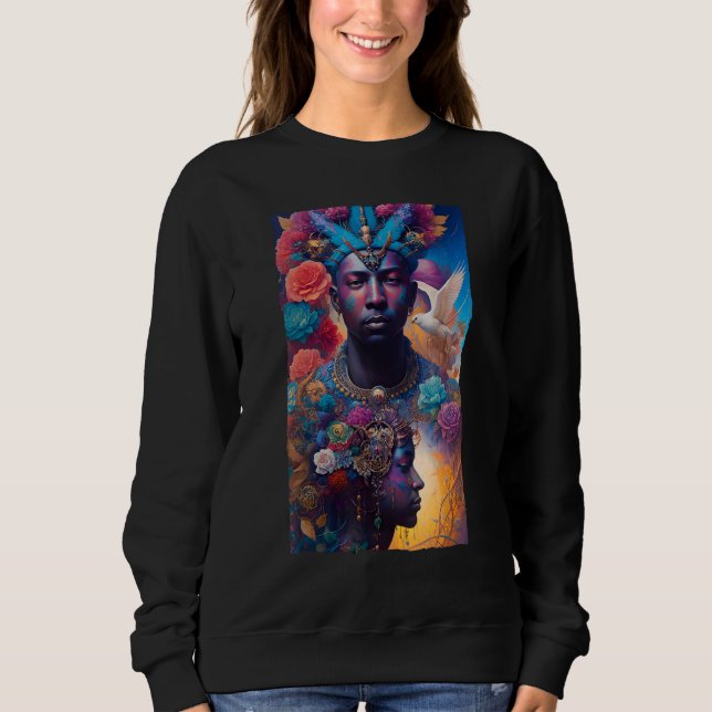 African American Man and Woman Mystical Fantasy AI T Shirt (Framsida)