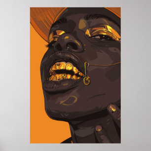 African American Man med dekorativa tillbehör P Poster