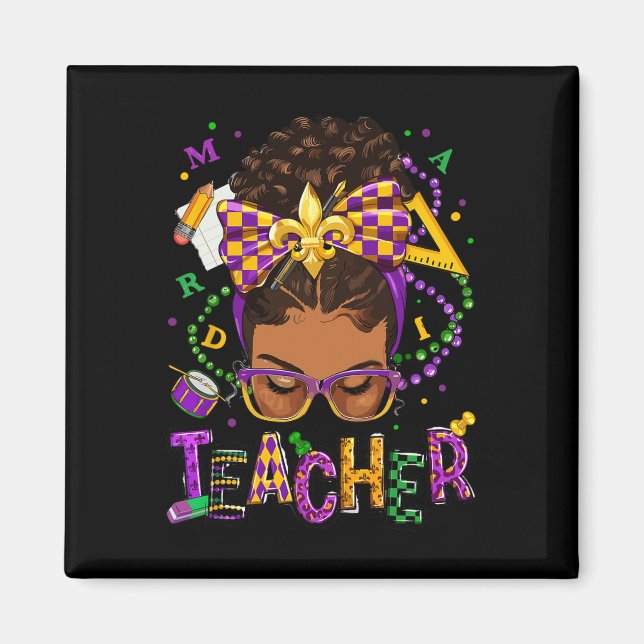 African American Messy Bun Mardi Gras New Orleans Magnet (Framsidan)