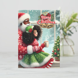 African American Mr. & Mrs Claus julkort
