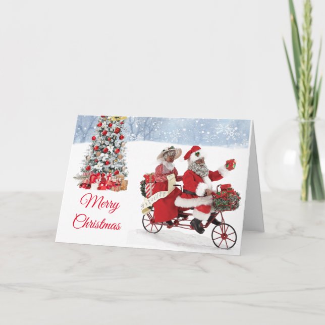 African American Mr. & Mrs Claus julkort Kort (Framsida)