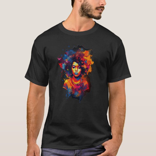African American  Natural Black Hair Beauty Art T Shirt (Framsida)