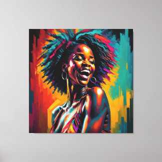 African American Neon Jazz Singer Canvastryck