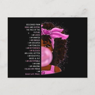 African American Nubian Queen Black Girl Magic Pri Vykort