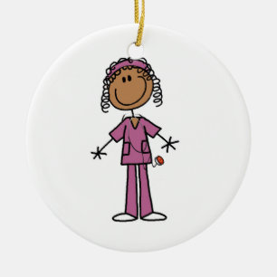 African American Nurse Julgransprydnad Keramik