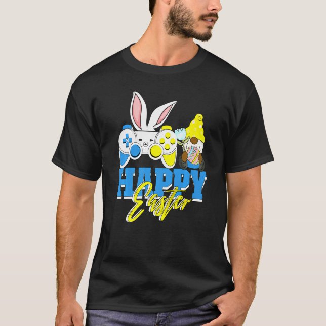 African American Påsk Gnome Gamer Bunny Gaming C T Shirt (Framsida)